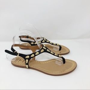 Dolce Vita Black Leather & Gold Studded Sandal